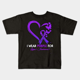 I Wear Purple For Lupus Awareness Survivor Warrior Kids T-Shirt